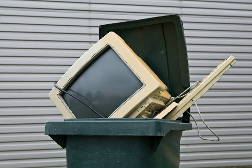 computer being thrown away