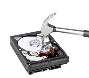 Destroying hard drive with hammer