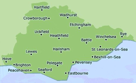 East Sussex map