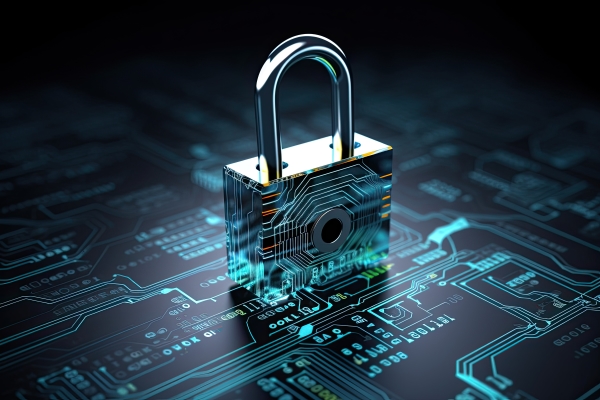 Padlock protecting cyber security